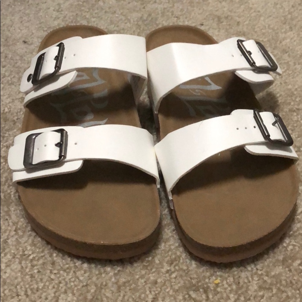 Cute white sandals with buckle strap worn ONCE